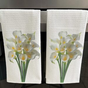 Elegant Calla Lily Kitchen Towels - Floral Decor Set for Spring