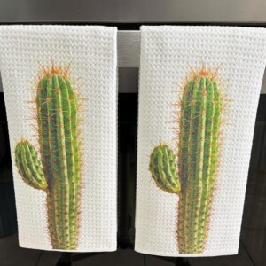 Saguaro Cactus Kitchen Towels Set Southwestern Decor Desert-Themed Dish Cloths