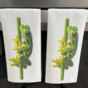 Frog Kitchen Towels Set: Charming Branch Design for Home Decor and Drying Dishes