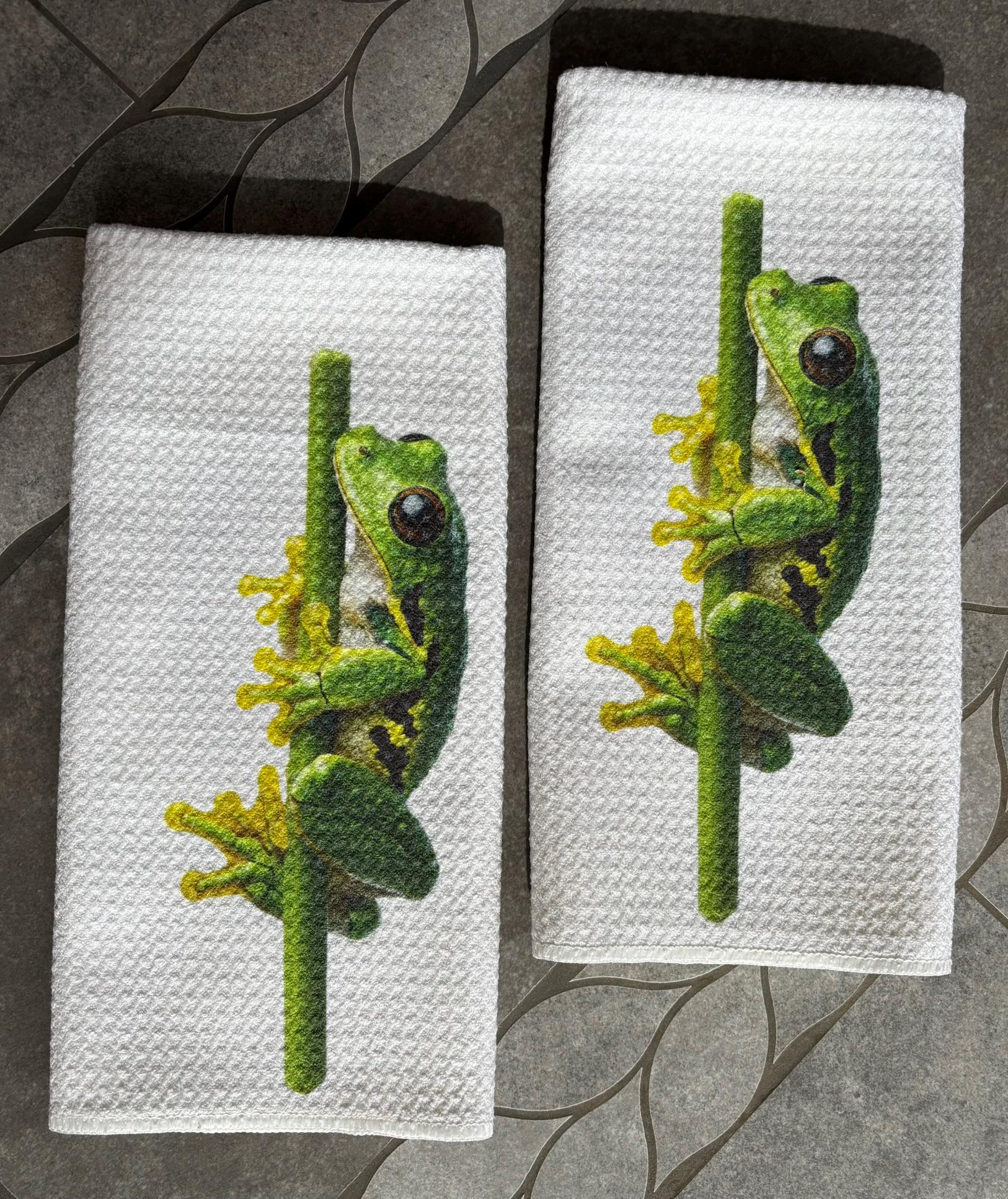 Frog Kitchen Towels Set: Charming Branch Design for Home Decor and Drying Dishes - Image 2