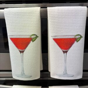 Cosmopolitan Cocktail Kitchen Towels Set High Resolution Print Dish Towels for Home Decor