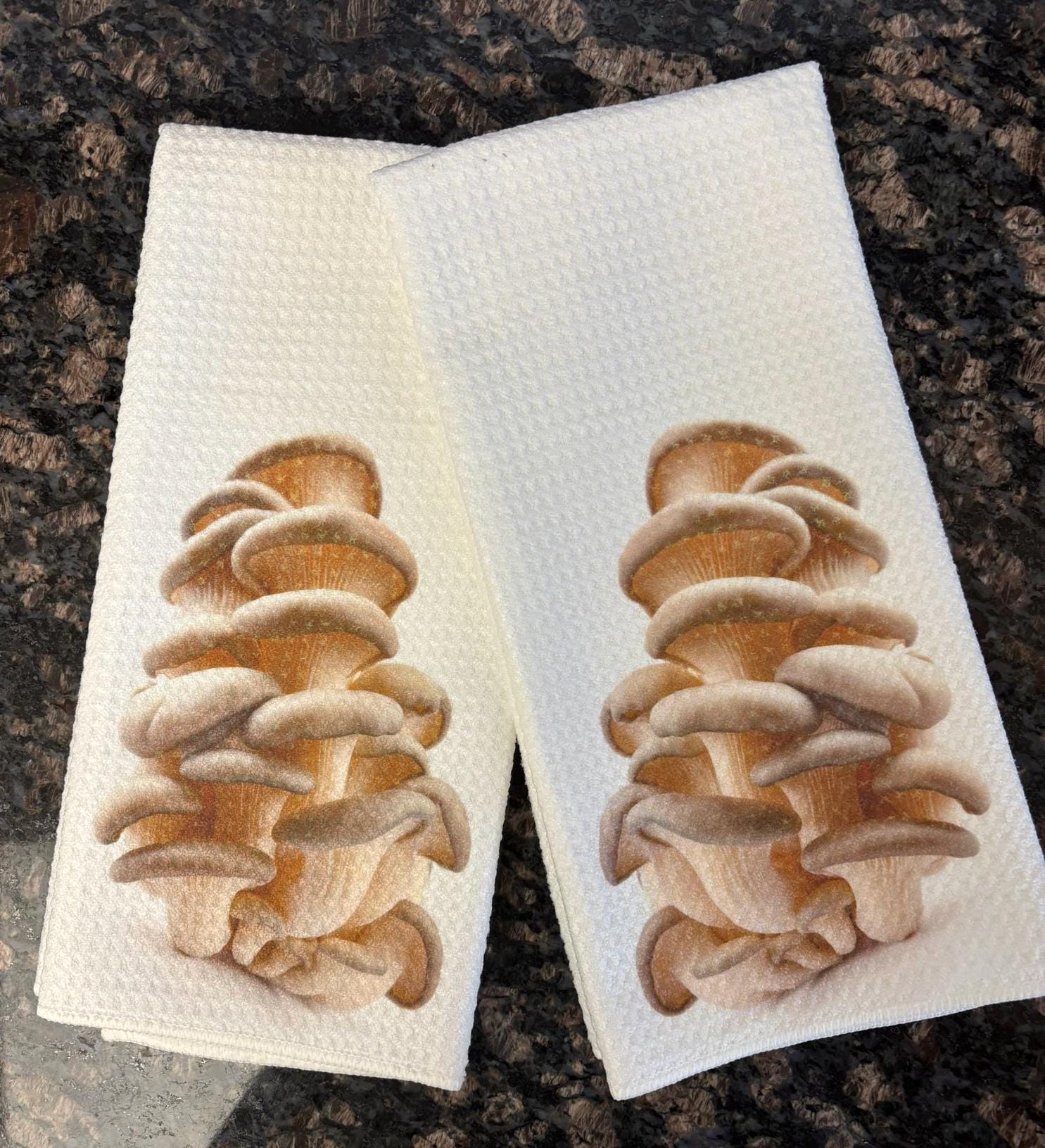Oyster Mushrooms Kitchen Towels Set Microfiber Waffle Absorbent Dish Cloths - Image 2