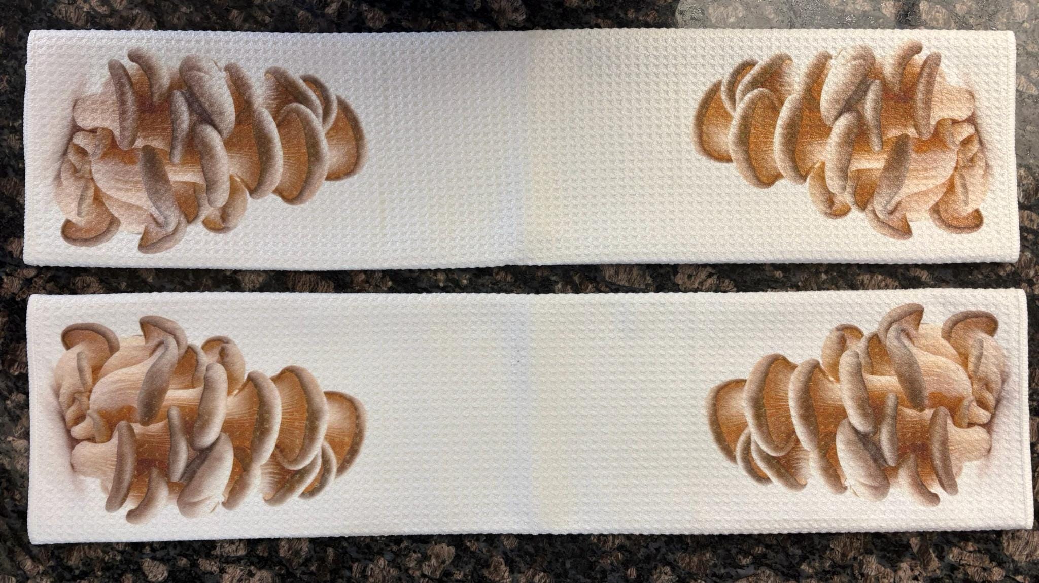 Oyster Mushrooms Kitchen Towels Set Microfiber Waffle Absorbent Dish Cloths - Image 3