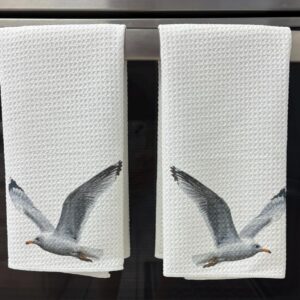 Seagulls Kitchen Towels Set: High Resolution Print Decor, Absorbent Dish Cloths for Home