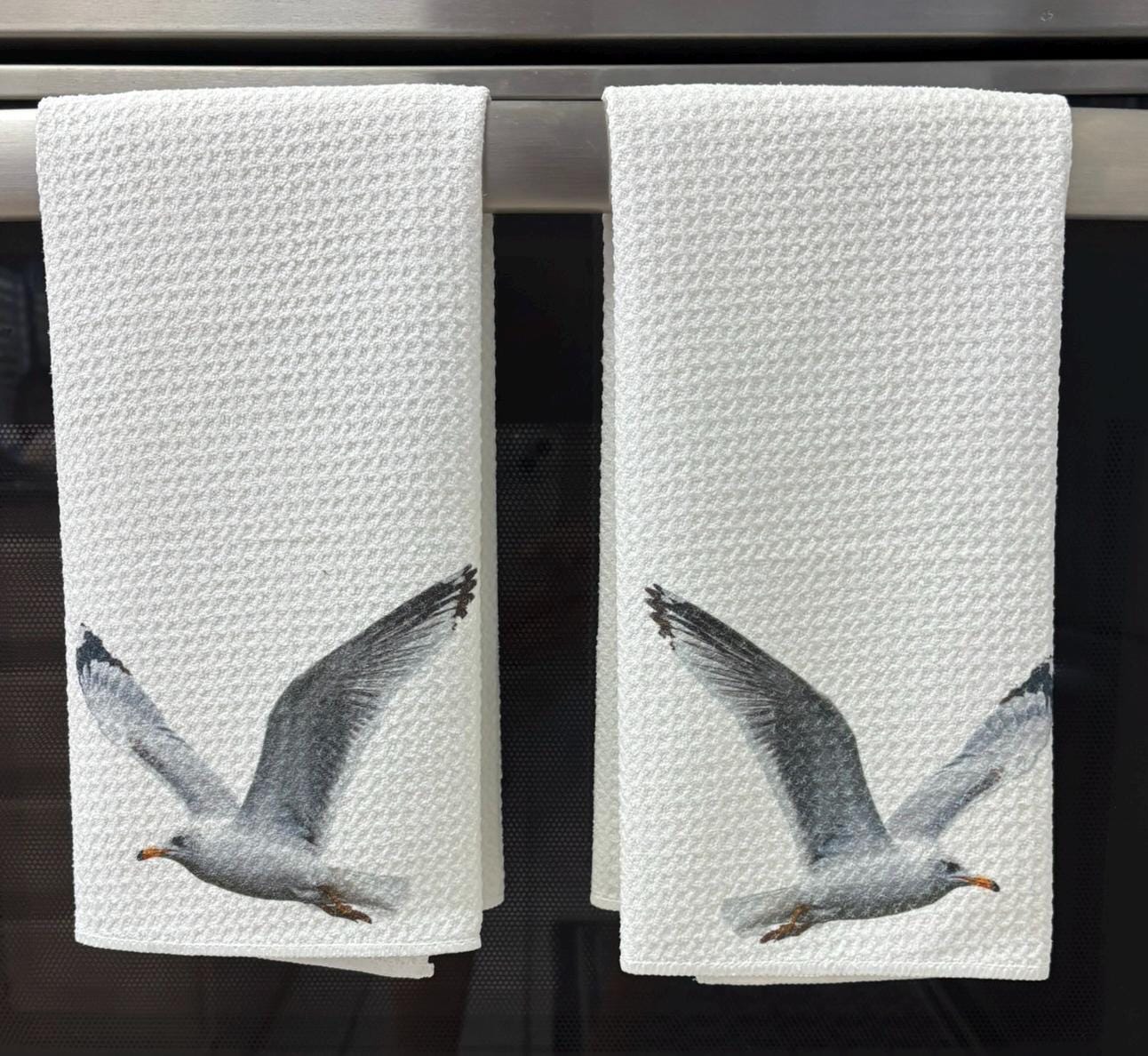 Seagulls Kitchen Towels Set: High Resolution Print Decor, Absorbent Dish Cloths for Home