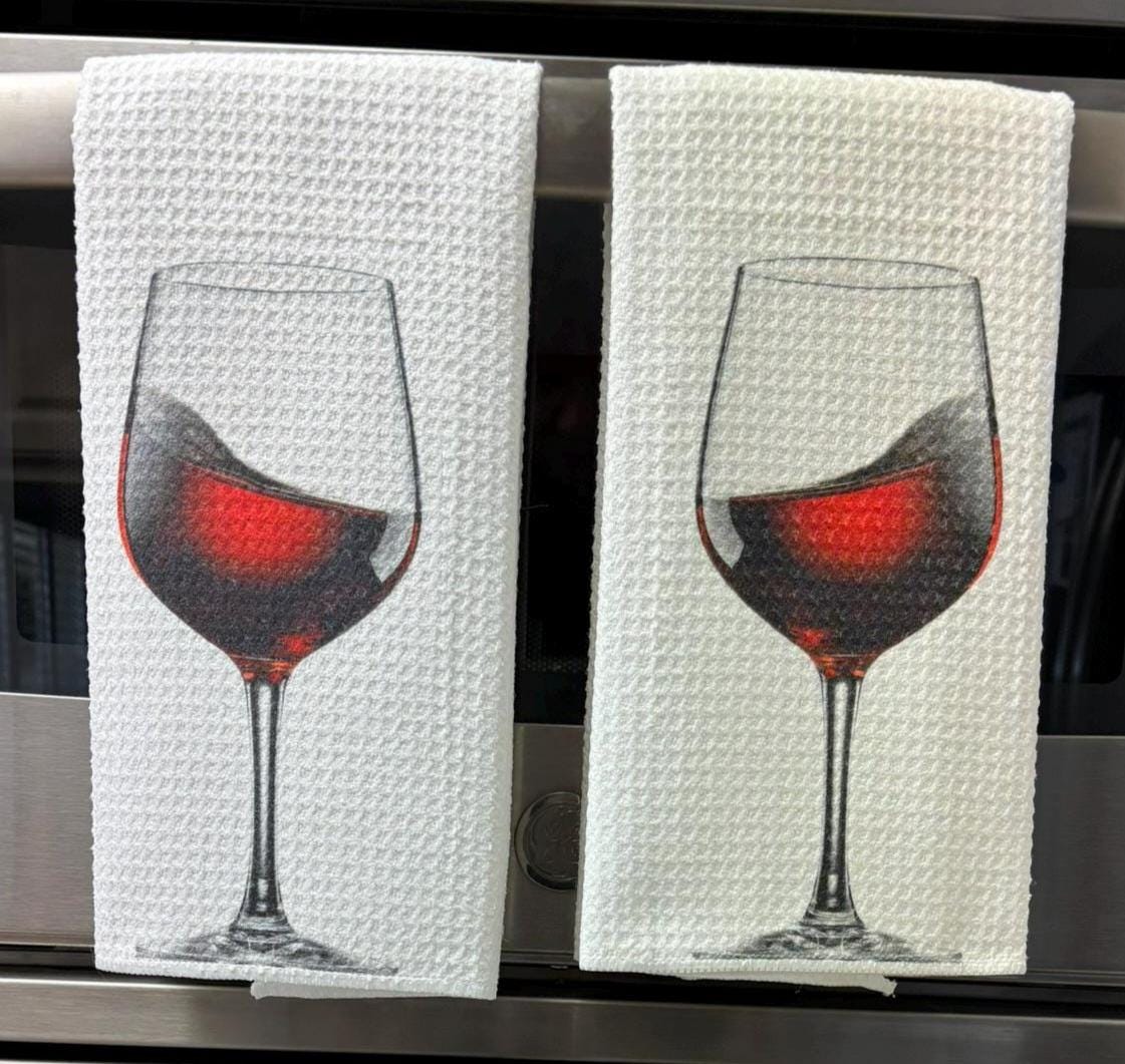 Red Wine Burgundy Kitchen Towels Set Waffle Microfiber Absorbent Dish Cloths - Image 2