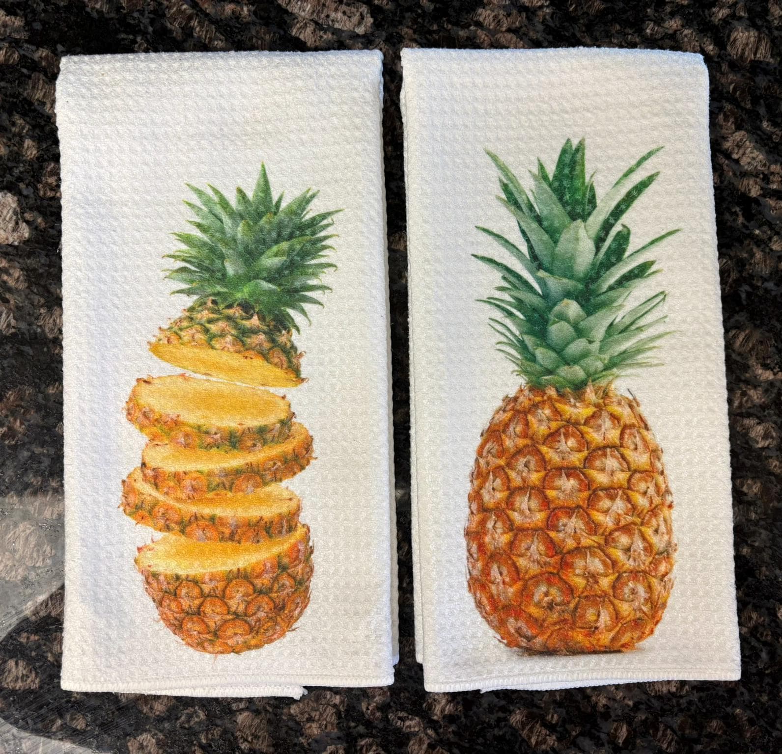 Fresh Pineapple Sliced Kitchen Towels Set: Absorbent Dish Cloths for Home Decor - Image 2