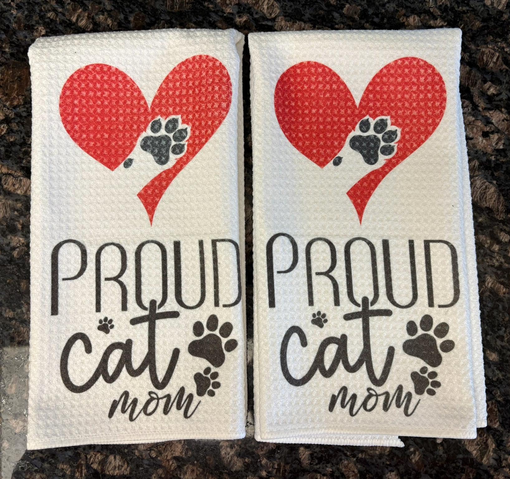 Proud Cat Mom Kitchen Towels Set Absorbent Waffle Microfiber Dish Towels