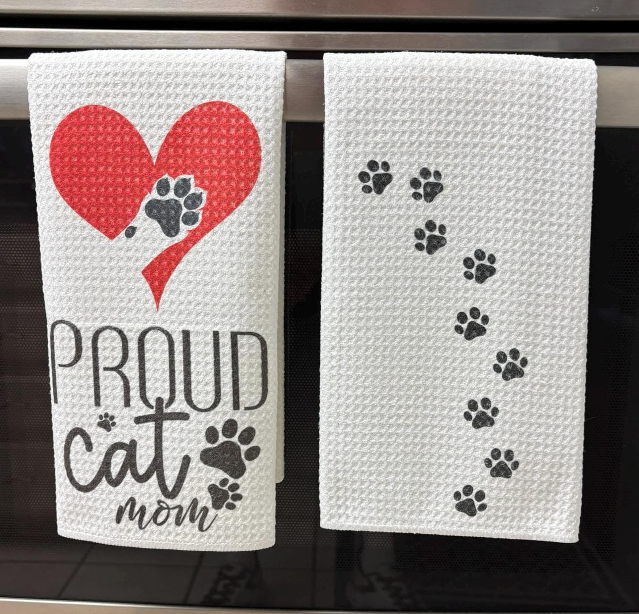 Proud Cat Mom Kitchen Towels Set Absorbent Waffle Microfiber Dish Towels - Image 2