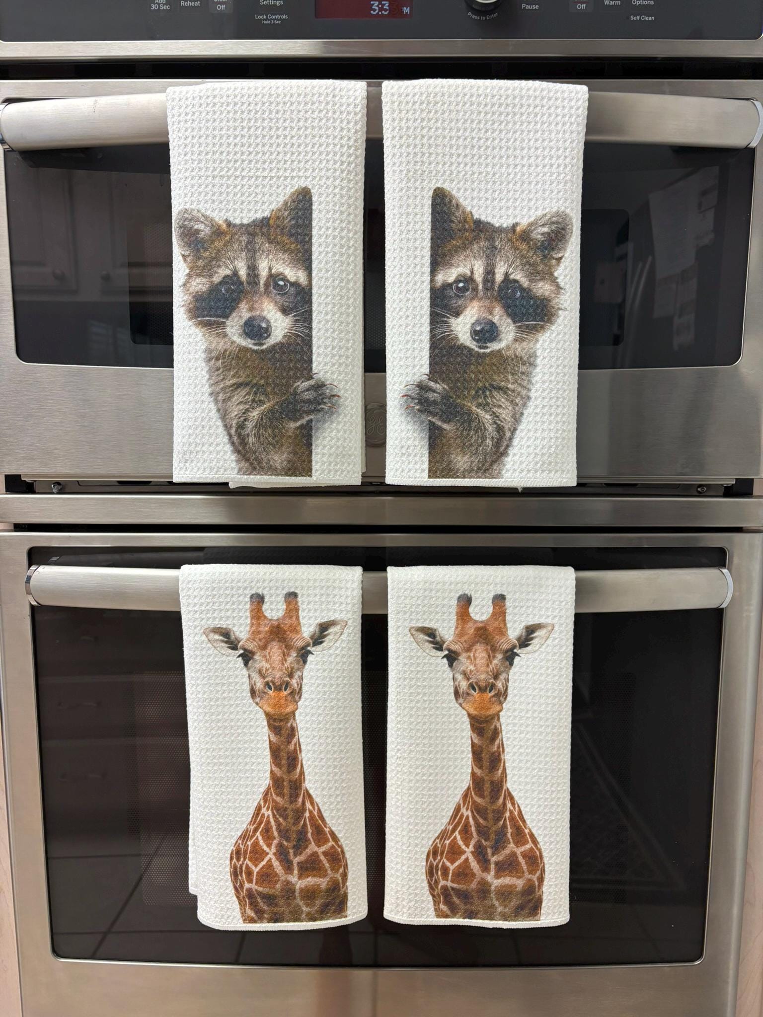 Racoon Peeking Around Corner Kitchen Towels Set Absorbent Microfiber Waffle Dish Cloths - Image 3
