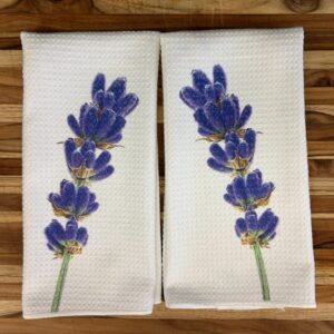 Live Lavender Kitchen Towels Set Absorbent Microfiber Waffle Dish Cloths for Home