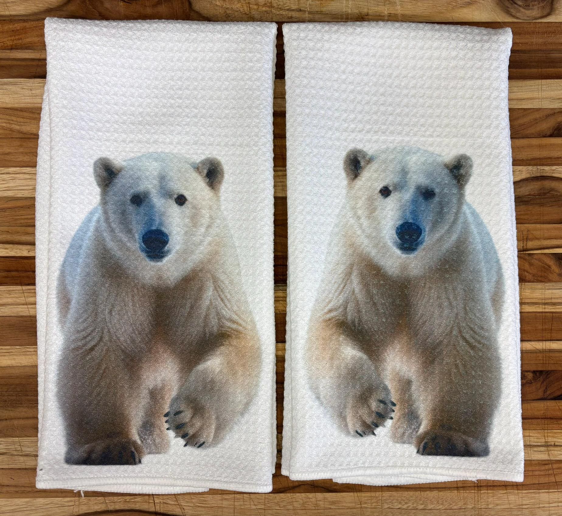Polar Bear Kitchen Towels Set Waffle Microfiber Absorbent Dish Cloths - Image 2