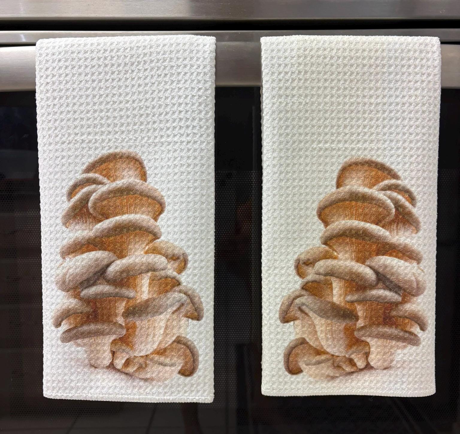 Oyster Mushrooms Kitchen Towels Set Microfiber Waffle Absorbent Dish Cloths