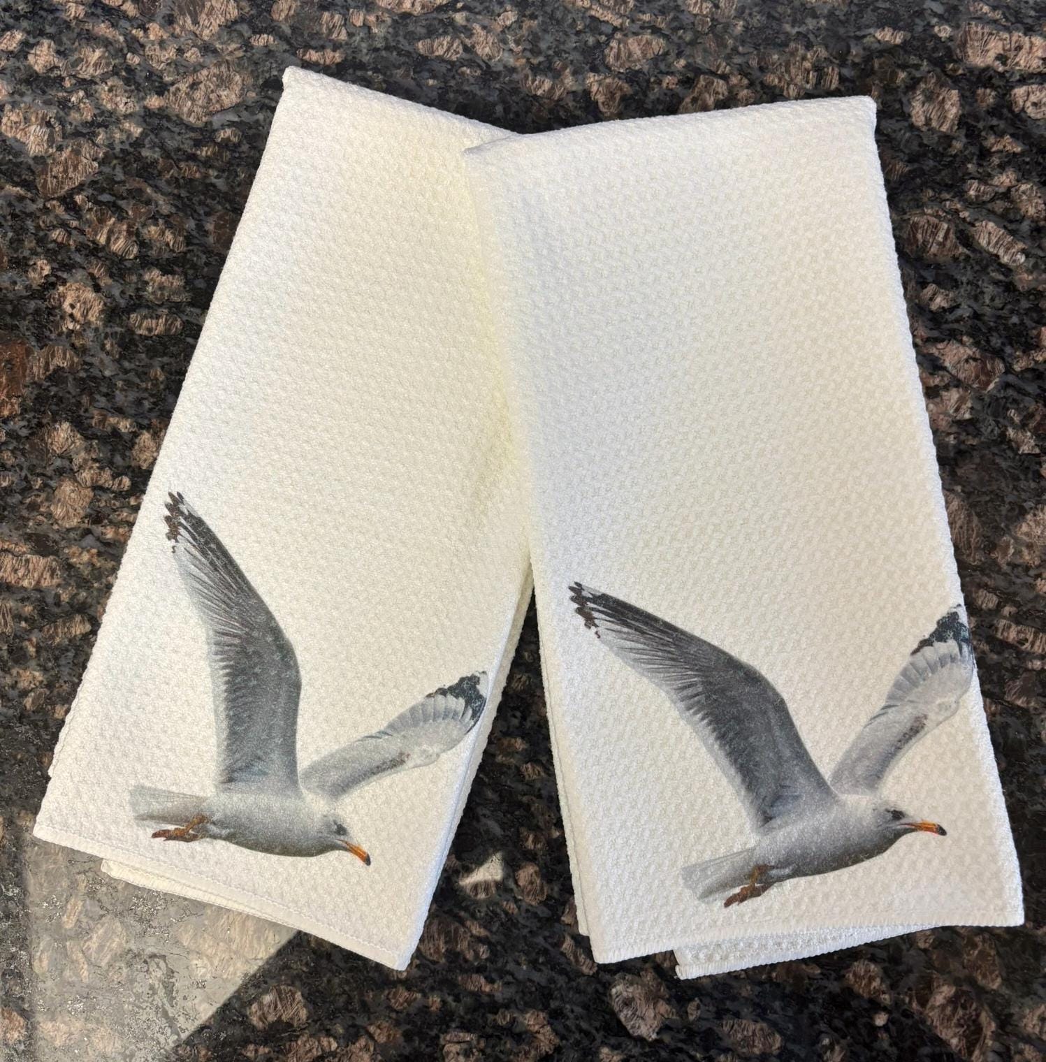 Seagulls Kitchen Towels Set: High Resolution Print Decor, Absorbent Dish Cloths for Home - Image 2