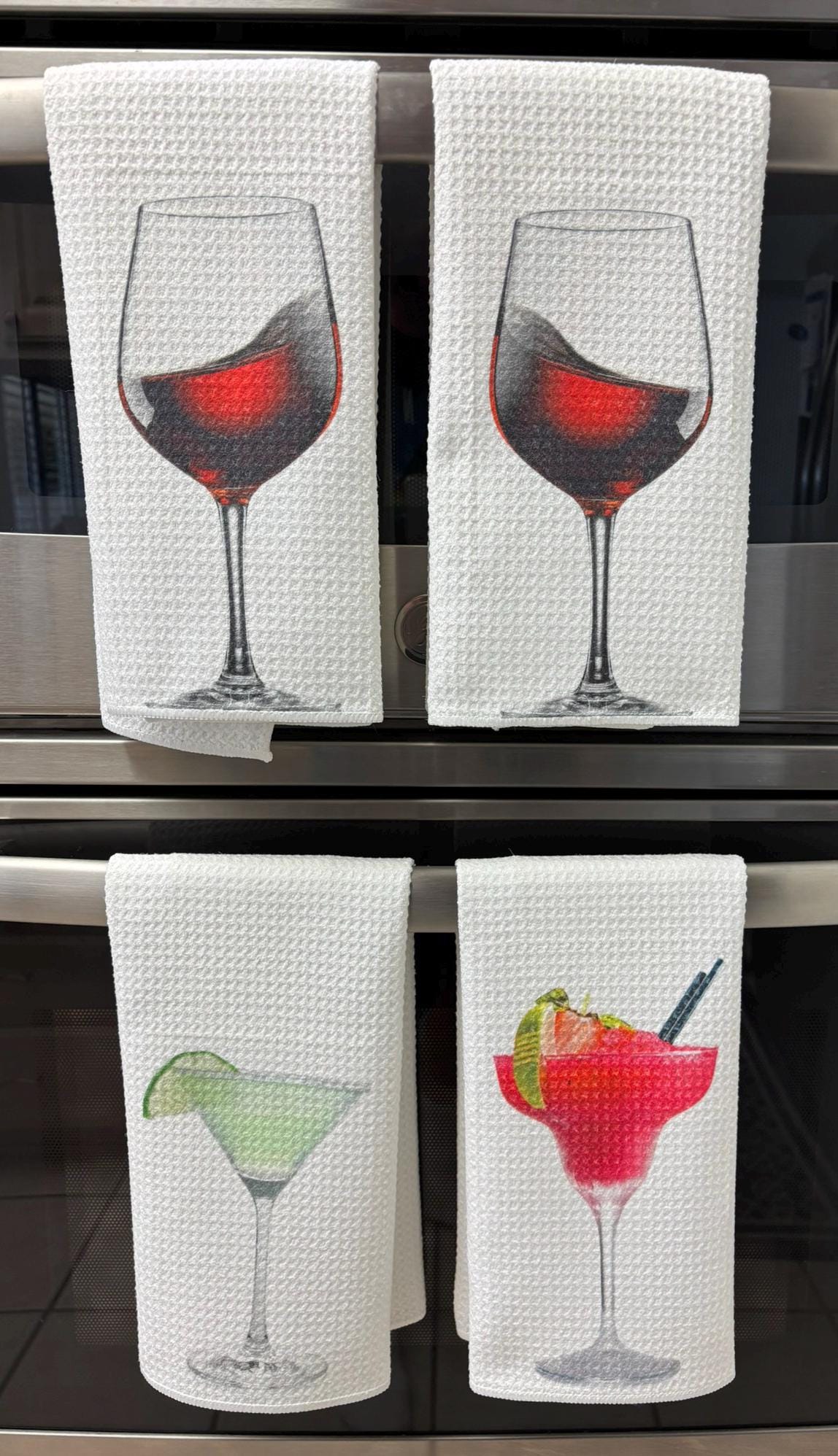 Red Wine Burgundy Kitchen Towels Set Waffle Microfiber Absorbent Dish Cloths - Image 3