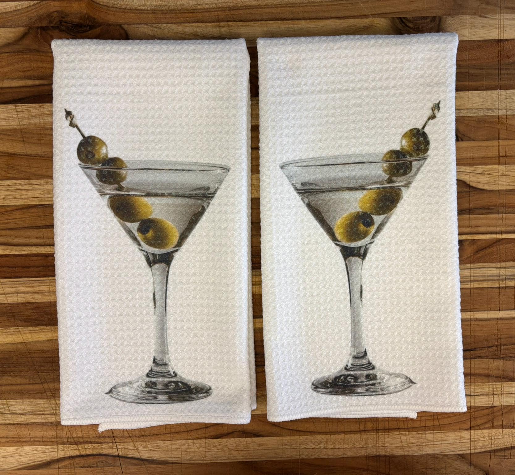 Martini Extra Olives Kitchen Towels Set - Absorbent Dish Cloths for Kitchen Decor