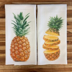 Fresh Pineapple Sliced Kitchen Towels Set: Absorbent Dish Cloths for Home Decor
