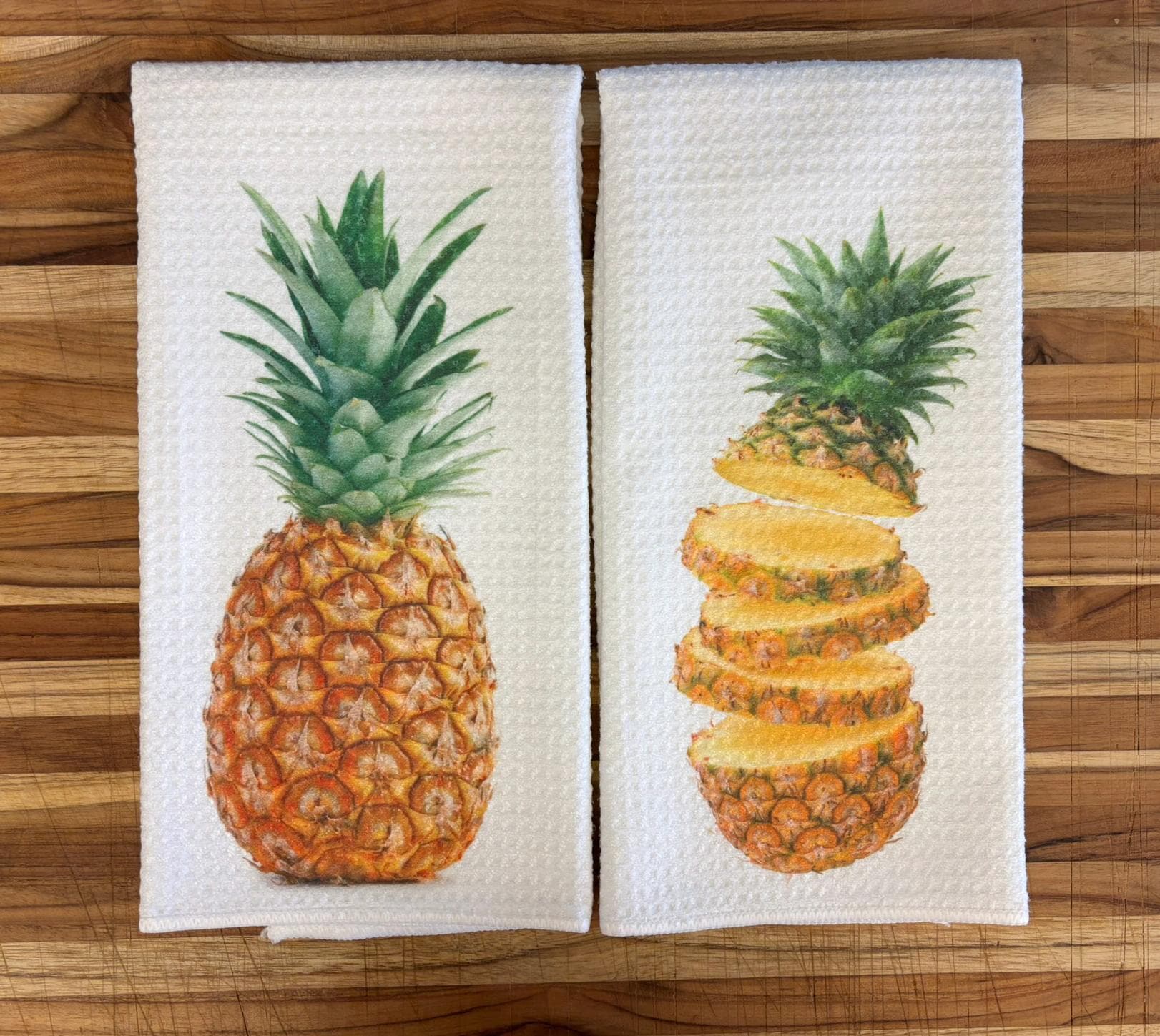 Fresh Pineapple Sliced Kitchen Towels Set: Absorbent Dish Cloths for Home Decor