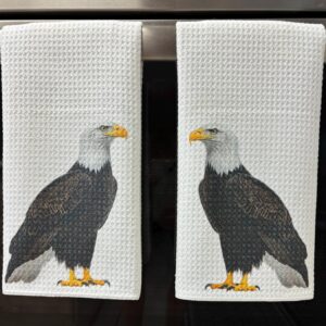 American Bald Eagle Kitchen Towels Set Wildlife Dish Cloths for Home Decor