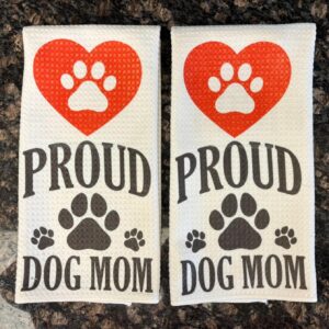 Proud Dog Mom Kitchen Towels Set Waffle Microfiber Absorbent Dish Towels