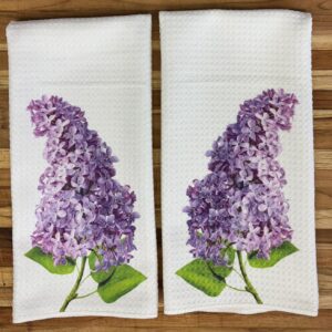Lilacs Kitchen Towels Set Floral Spring Decor Absorbent Waffle Microfiber Dish Cloths