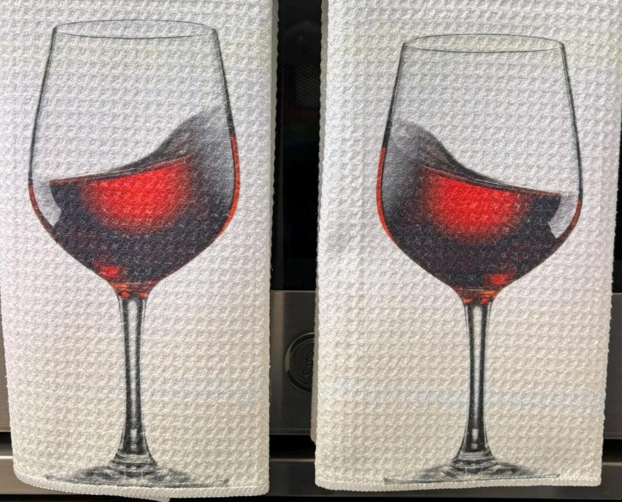 Red Wine Burgundy Kitchen Towels Set Waffle Microfiber Absorbent Dish Cloths