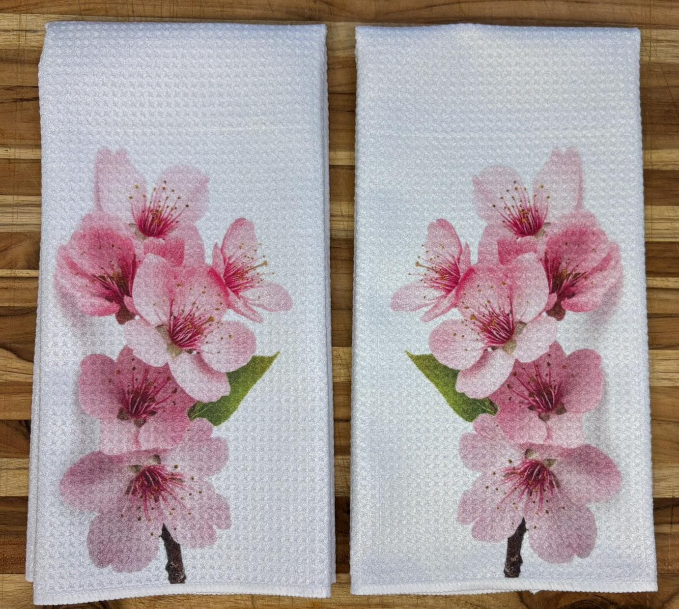 Cherry Blossom Towels Set: Floral Spring Decor, Absorbent Dish Cloths for Home - Image 3