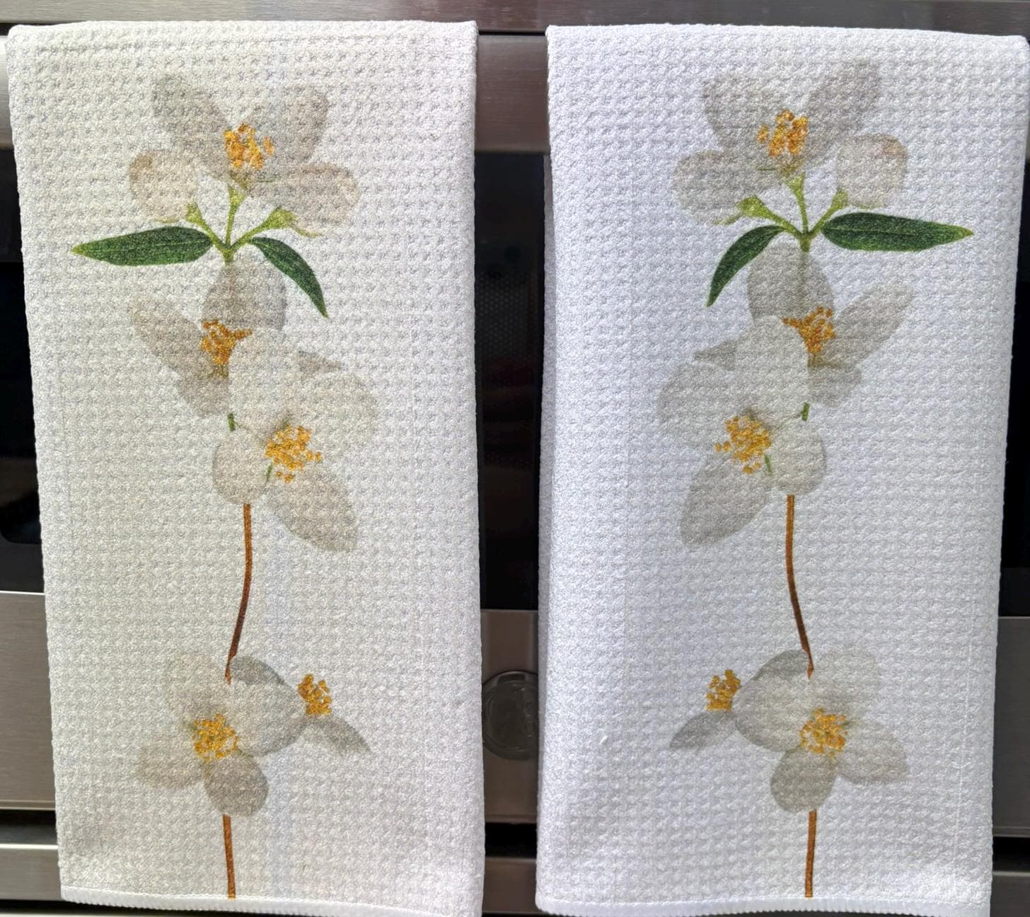 White Orchids Kitchen Towels Set Flowers Decor Absorbent Microfiber Waffle Dish Cloths for Home - Image 4