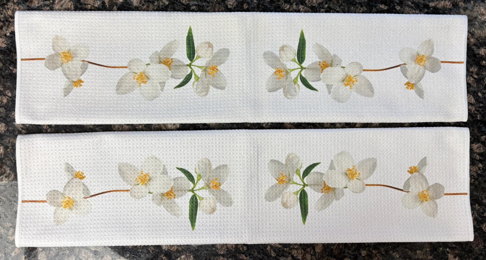 White Orchids Kitchen Towels Set Flowers Decor Absorbent Microfiber Waffle Dish Cloths for Home - Image 3