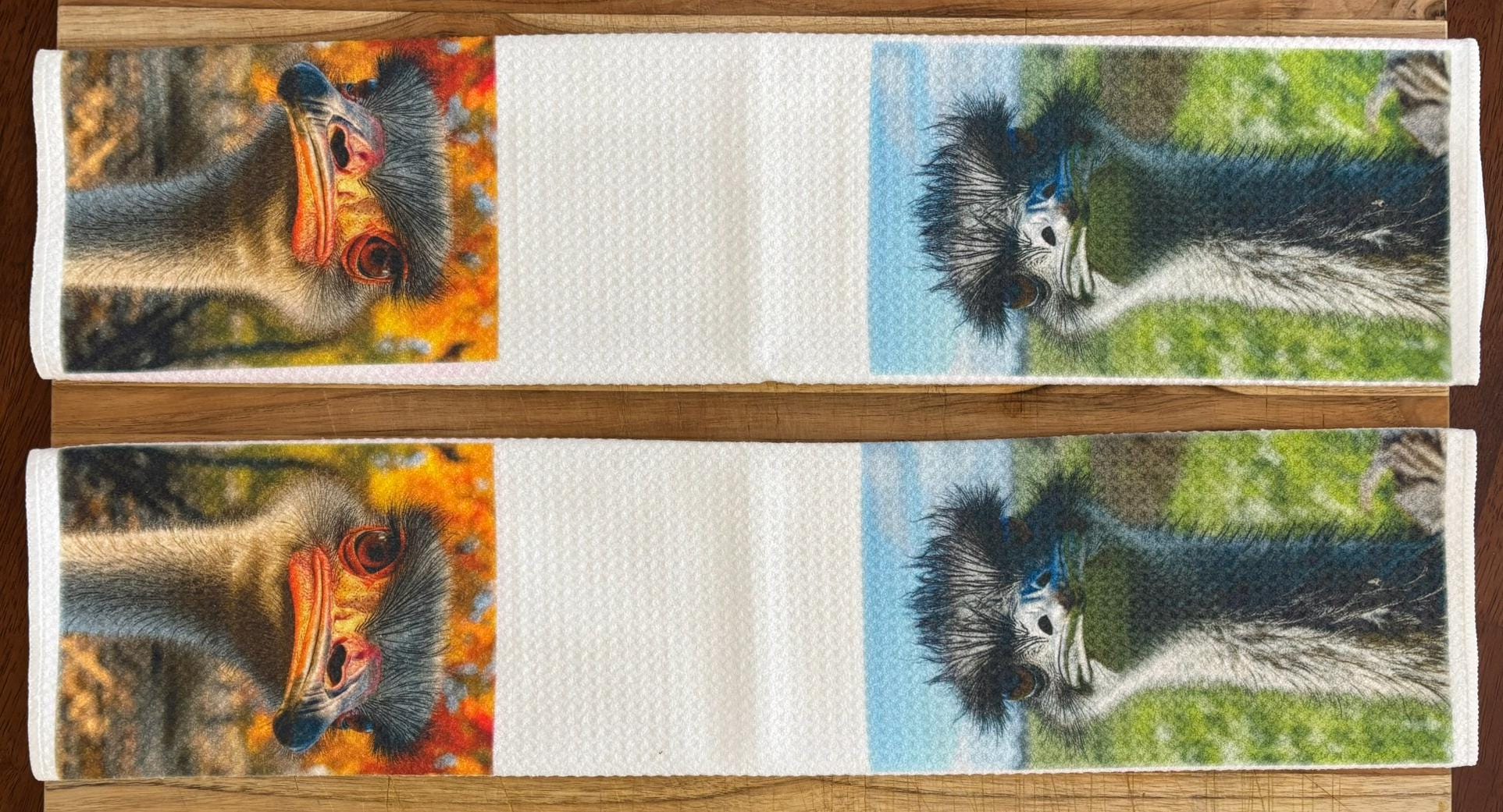 Ostrich Kitchen Towel Set Fall Leaves Decor Absorbent Microfiber Waffle Towels - Image 4