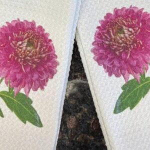 Pink Chrysanthemums Kitchen Towels Set Floral Spring Decor Waffle Microfiber Absorbent Dish Cloths
