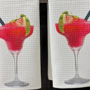 Strawberry Margarita Kitchen Towels Waffle Microfiber Absorbent Dish Cloths