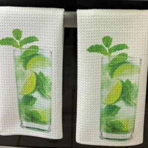 Mojitos Kitchen Towels Set Home Decor Waffle Microfiber Absorbent Dish Cloths