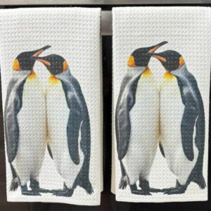 Emperor Penguins Kitchen Towels Set Waffle Microfiber Dish Towels for Nature Lovers