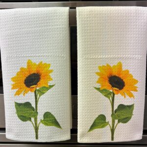 Single Sunflower Kitchen Towels Set Microfiber Waffle Absorbent Dish Cloths for Home Decor