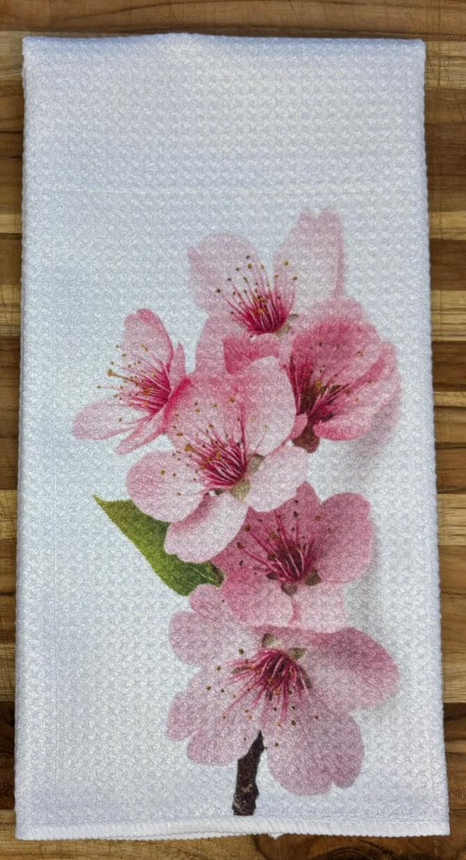 Cherry Blossom Towels Set: Floral Spring Decor, Absorbent Dish Cloths for Home