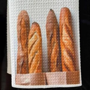 Fresh Baguettes Kitchen Towels Set Kitchen Decor Waffle Microfiber Absorbent Dish Cloths