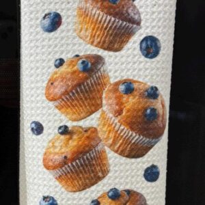 Fresh Blueberry Muffins Kitchen Towels Set Absorbent Waffle Microfiber Dish Towels