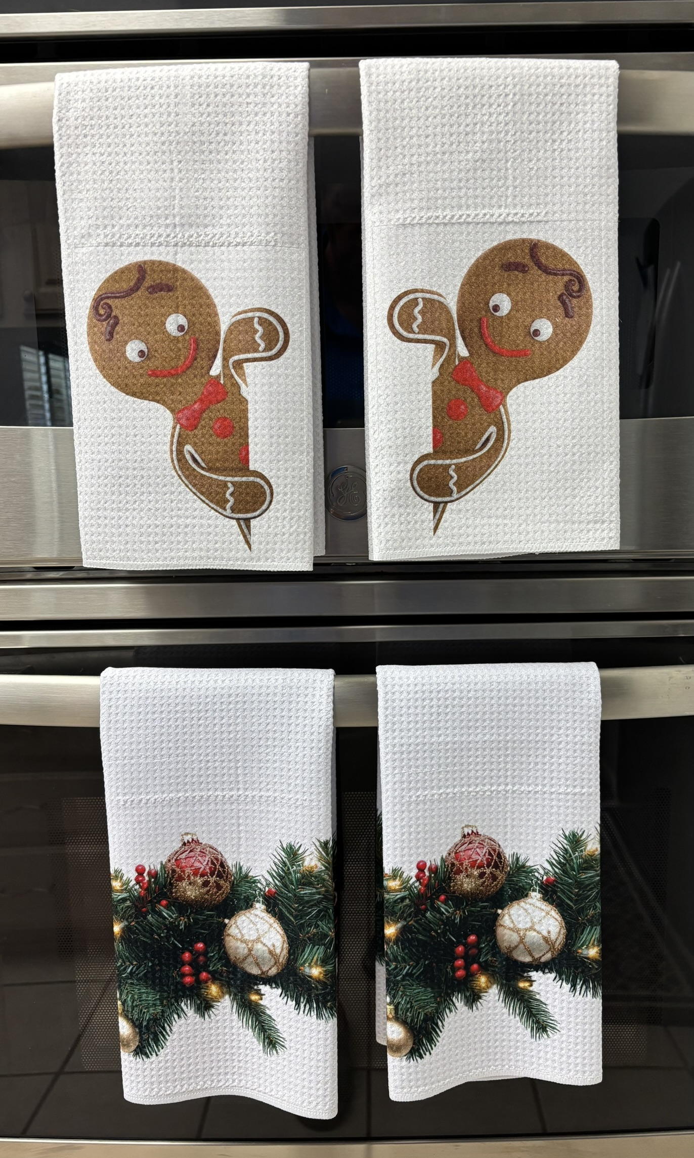 Christmas Gingerbread Man Kitchen Towels Set Holiday Decor Waffle Microfiber Absorbent Dish Cloths - Image 3