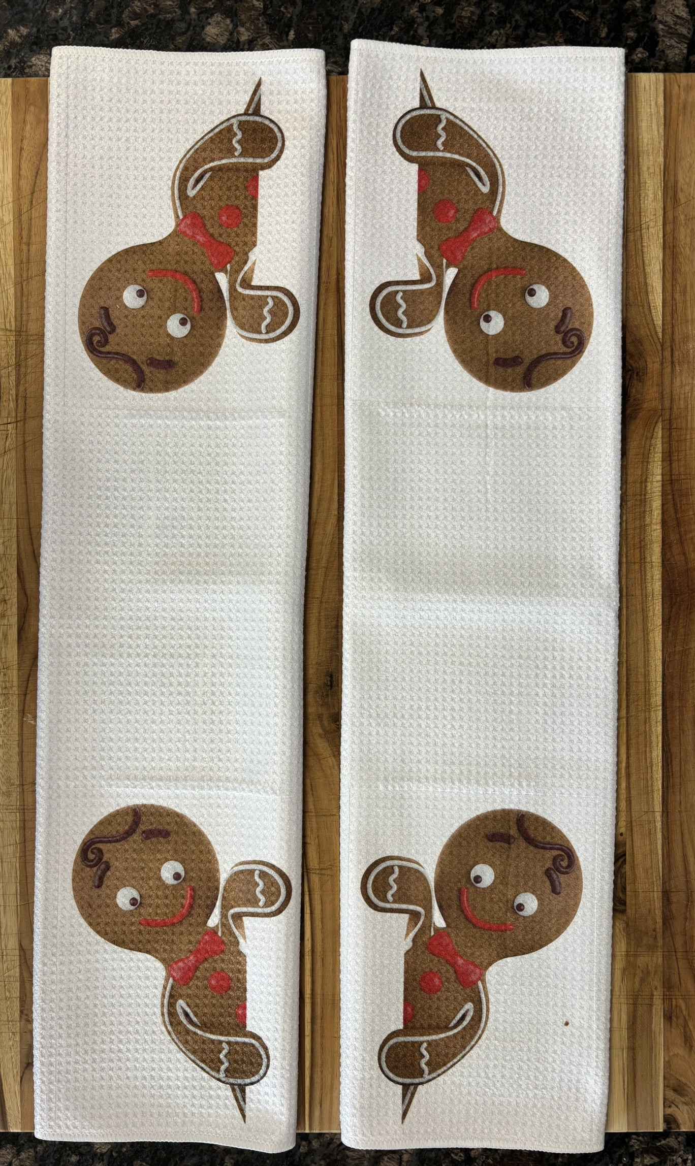 Christmas Gingerbread Man Kitchen Towels Set Holiday Decor Waffle Microfiber Absorbent Dish Cloths - Image 2