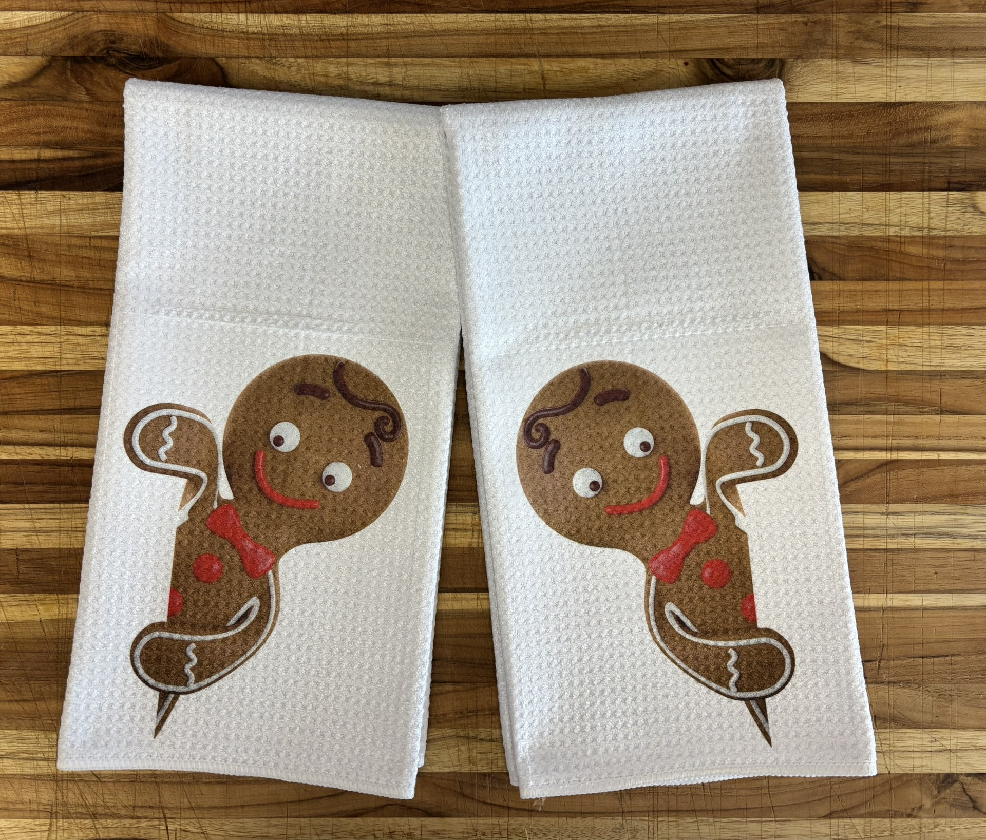 Christmas Gingerbread Man Kitchen Towels Set Holiday Decor Waffle Microfiber Absorbent Dish Cloths - Image 4
