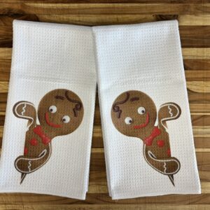 Christmas Gingerbread Man Kitchen Towels Set Holiday Decor Waffle Microfiber Absorbent Dish Cloths