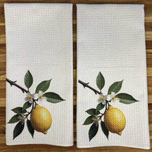 Lemons on a Branch Kitchen Towels Set - Decorative Microfiber Kitchen Dish Towels