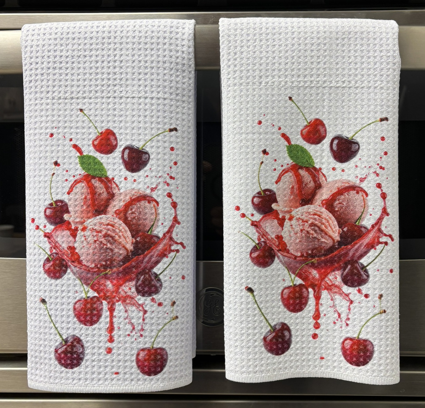 Cherries Ice Cream and Cupcakes Kitchen Towels Set - Decorative Kitchen Towels - Image 5