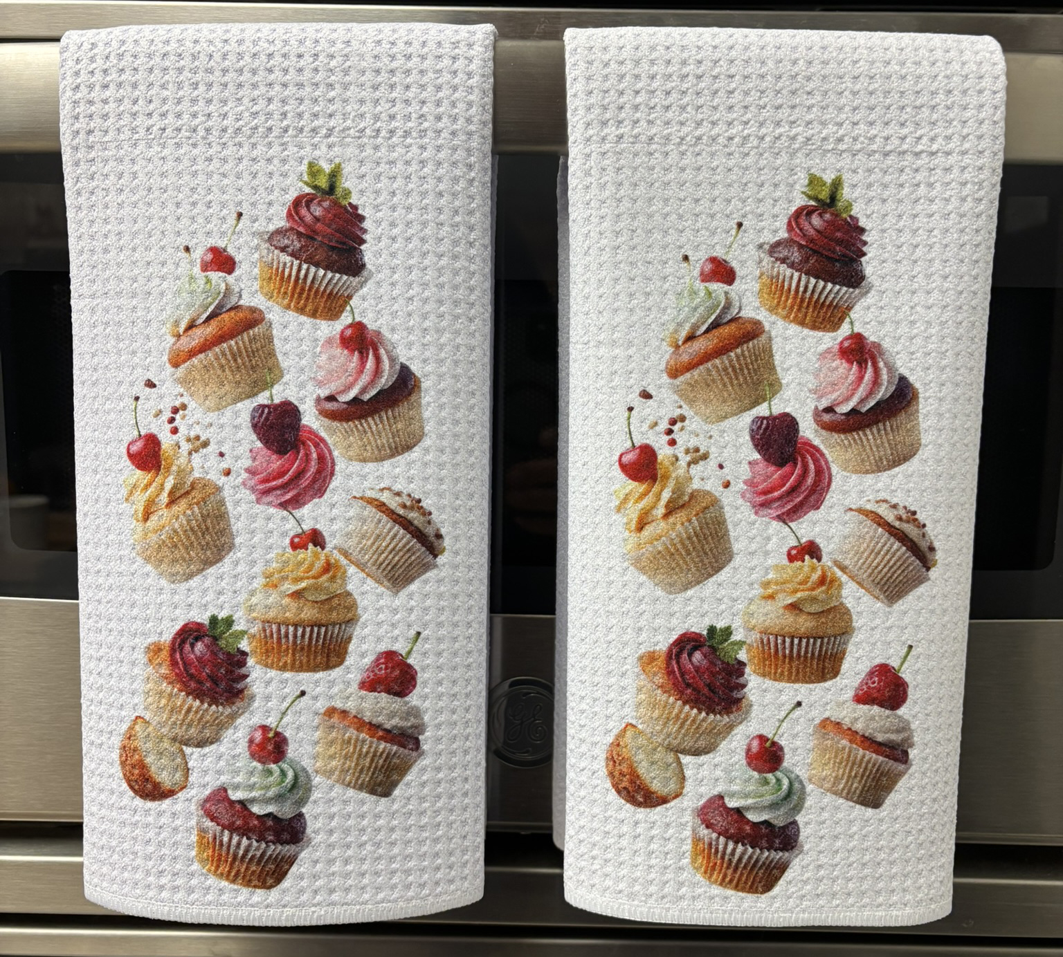 Cherries Ice Cream and Cupcakes Kitchen Towels Set - Decorative Kitchen Towels - Image 4