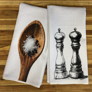 Peppercorns and Coarse Salt Kitchen Towels Set - Decorative Kitchen Towels