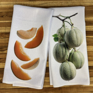 Fresh Cantaloupe Wedges and On the Vine Kitchen Towels Set - Decorative Kitchen Towels