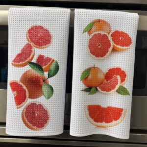 Fresh Pink Grapefruit Kitchen Towels Set - Decorative Kitchen Towels