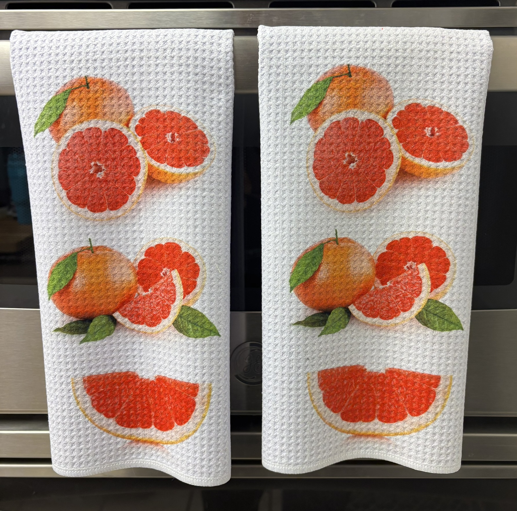 Fresh Pink Grapefruit Kitchen Towels Set - Decorative Kitchen Towels - Image 2