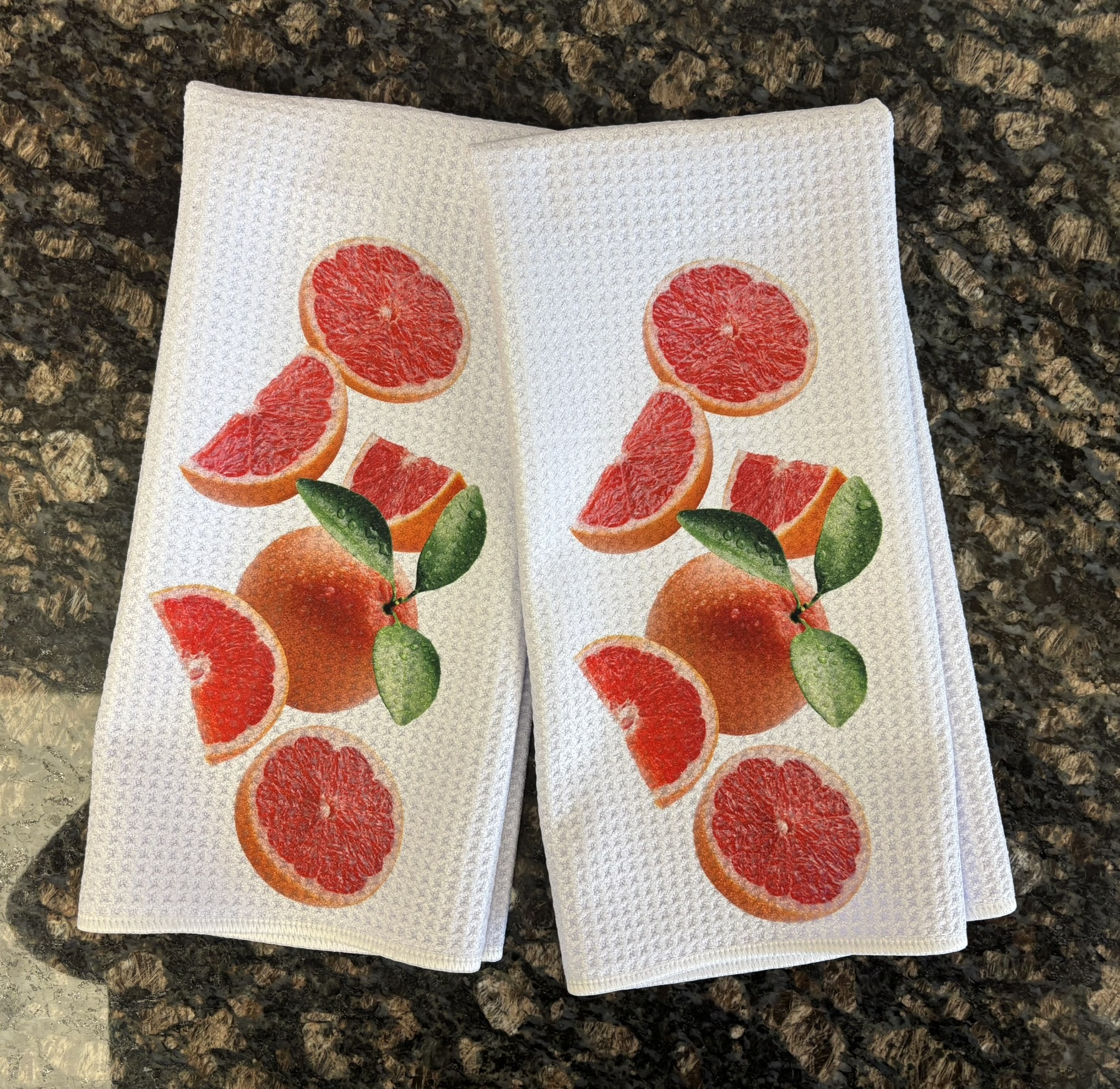 Fresh Pink Grapefruit Kitchen Towels Set - Decorative Kitchen Towels - Image 4